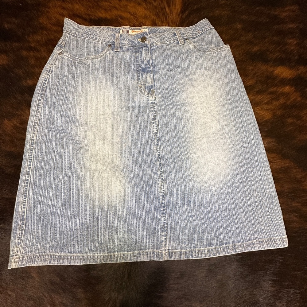 FADED GLORY Stretch Ribbed Denim Mini Skirt Size 12